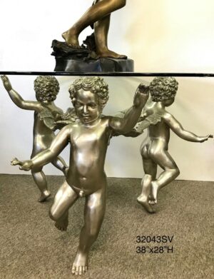 Dancing Cherubs Table Base, Silver - 28"H