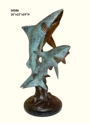 2 Sharks on Base - 24"H