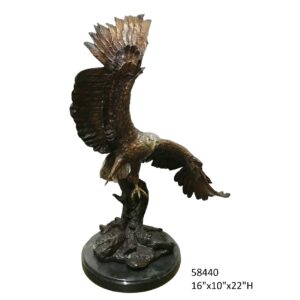 Eagle Gliding on Marble Base - 22"H