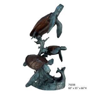 3 Sea Turtle Fountain, Life-Size - 66"H