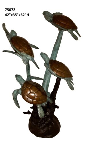 4 Sea Turtles with Coral, Life-Size - 62"H