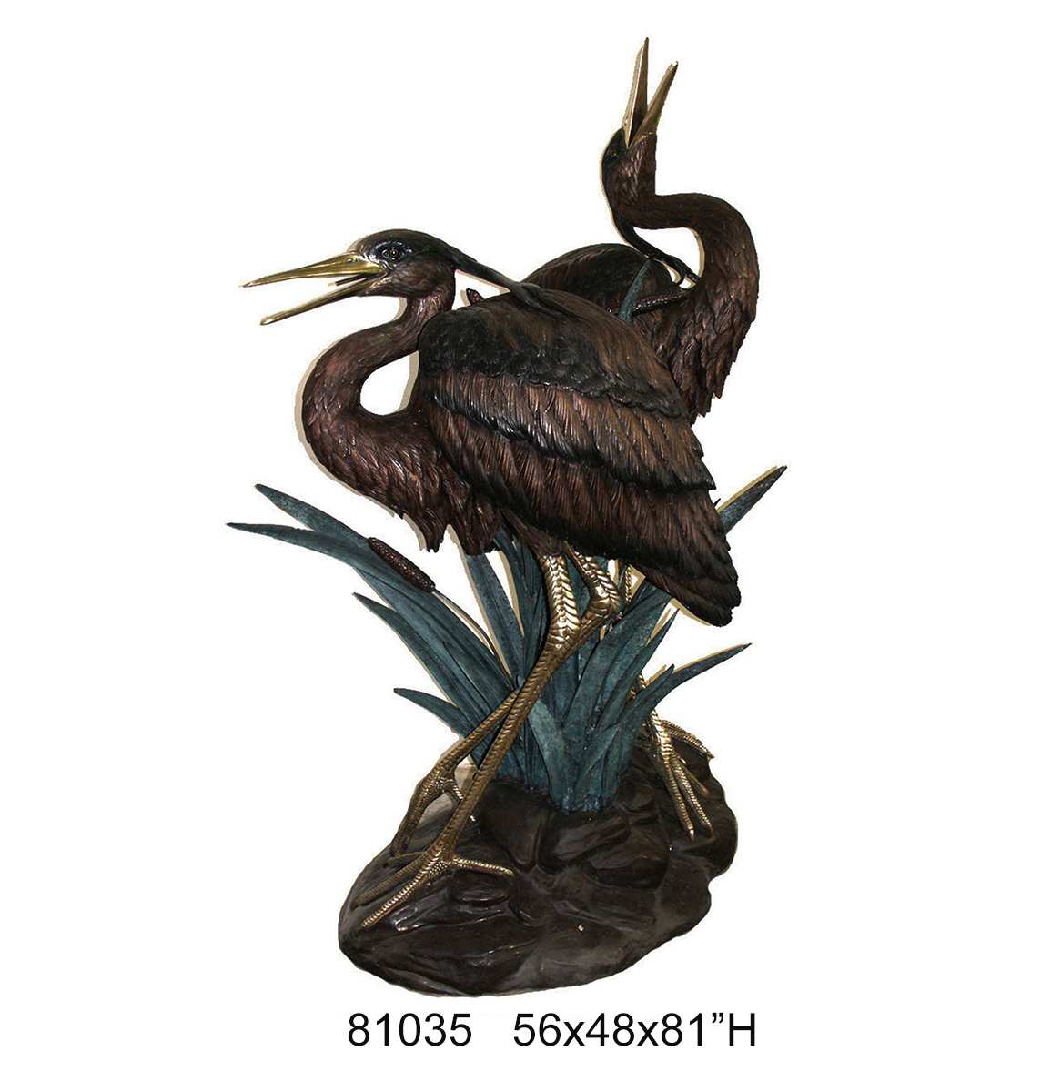 2 Herons w/Cattail Fountain