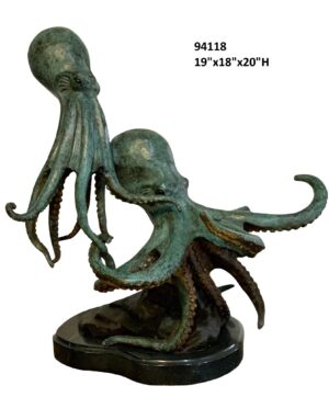 2 Octopi, on Marble Base - 20"H