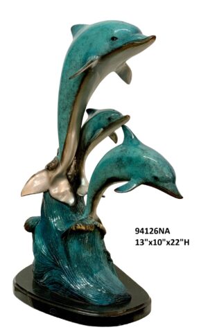 3 Dolphins Jumping on Base - 22"H
