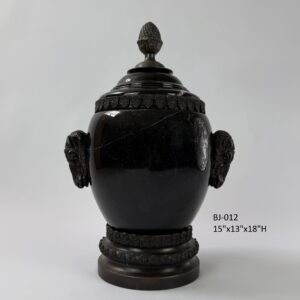 Ram's Head Marble Urn with Lid - 18"H