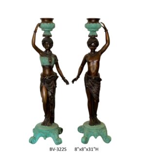 Pair of Egyptian Urn Bearers – 31″H