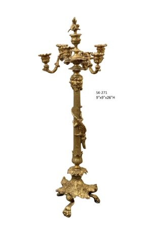Egyptian Revival Candelabra with Crocodile Motif - 26"H