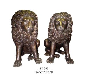 Pair of Sitting Lions - 31"H