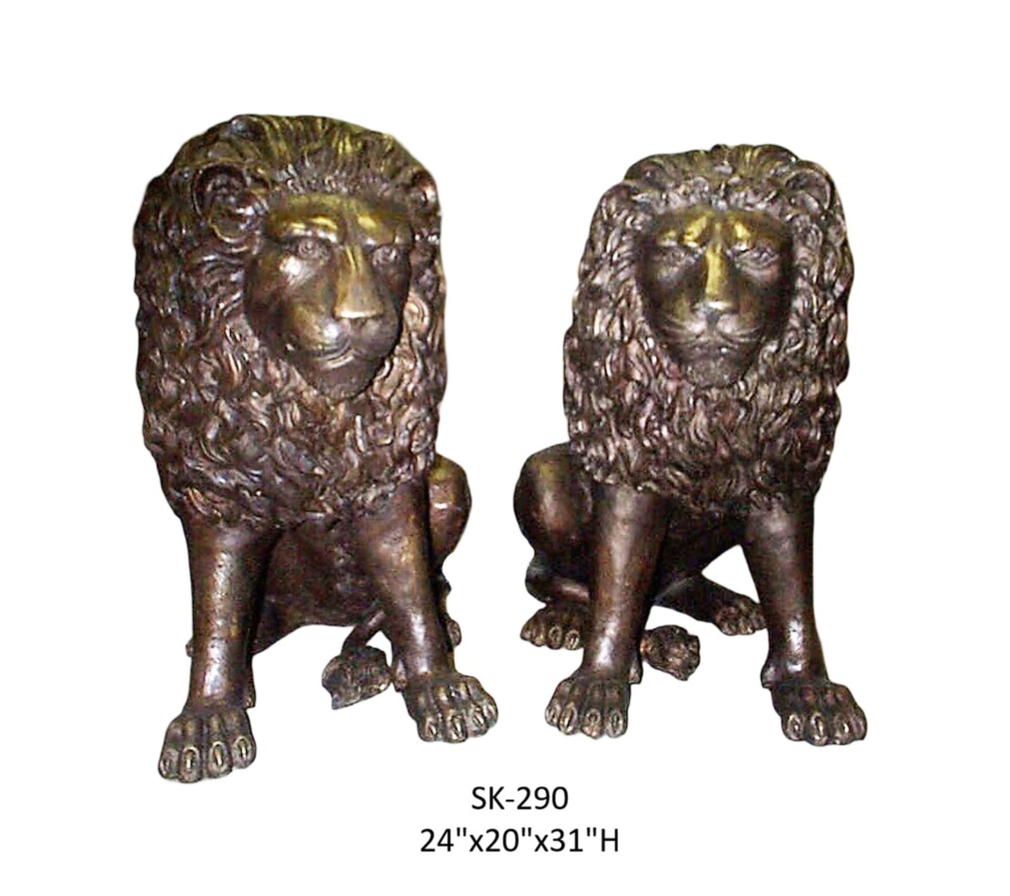 Pair of Sitting Lions - 31"H