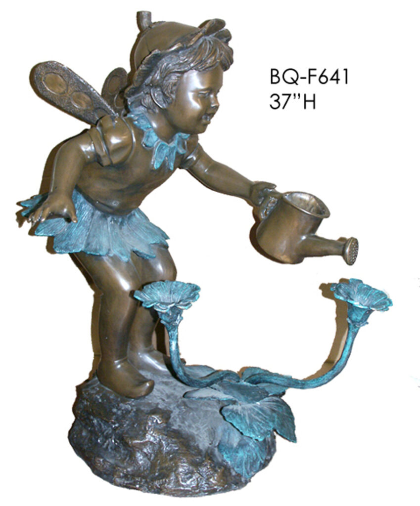Garden Fairy with watering can Bronze Statues and Fountains