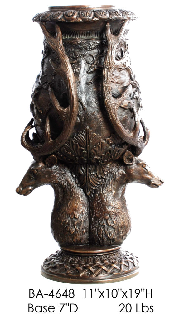 2Deer Head Urn, Small Bronze Statues and Fountains