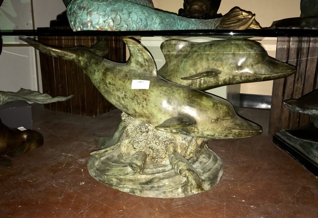 2Dolphin Coffee Table Base (Excluded Glass Top) Bronze Statues and