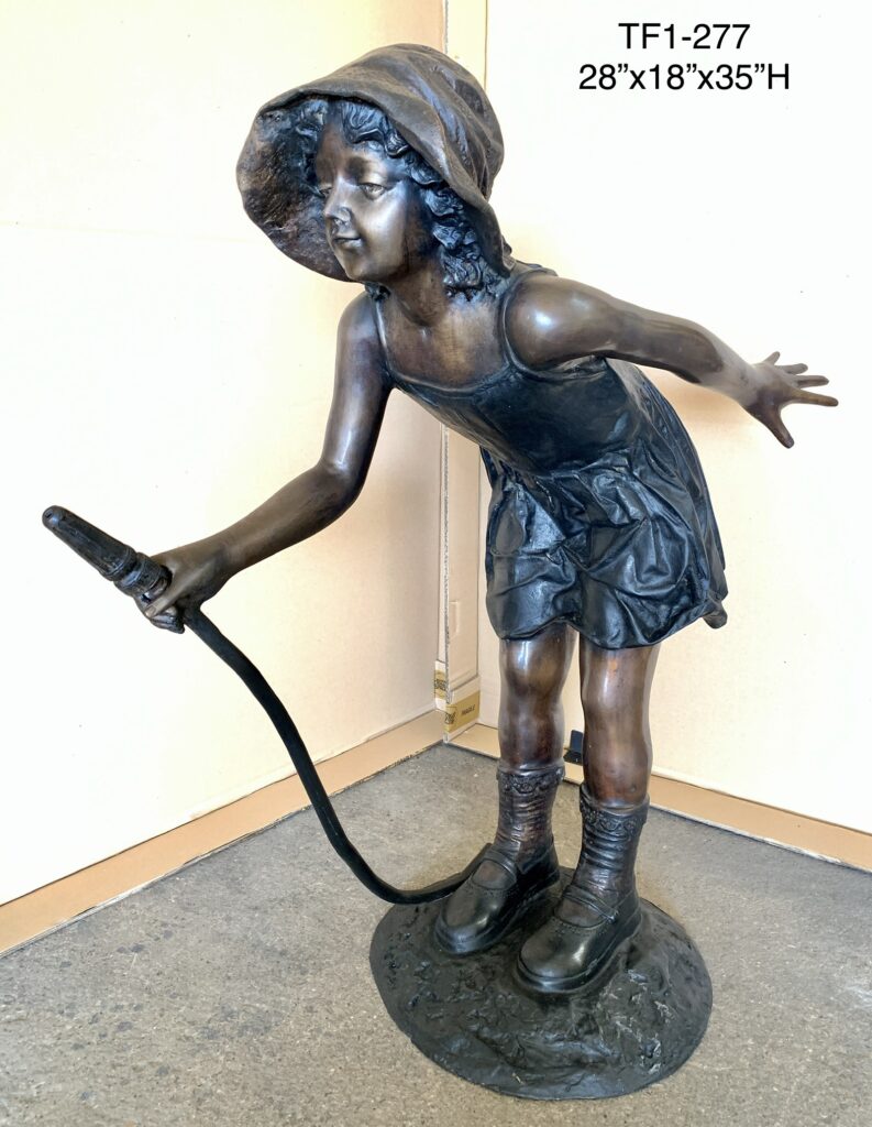 Girl with Water Hose Fountain Bronze Statues and Fountains