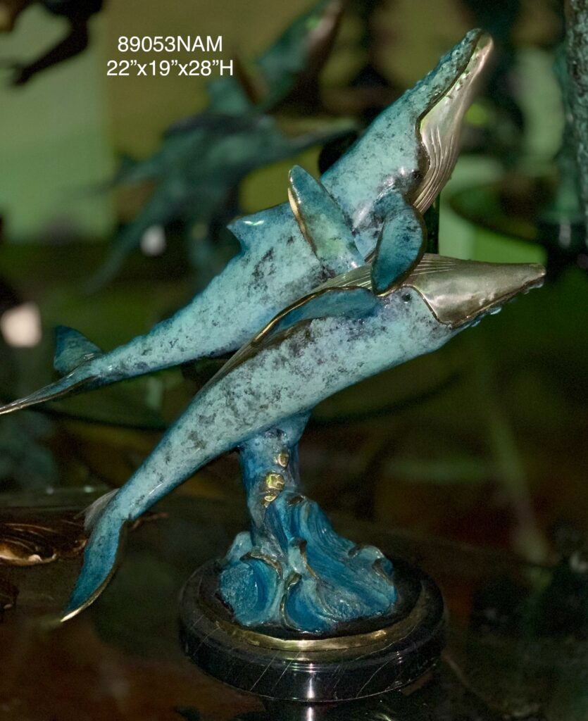 2 Humpback Whales, Special Patina - Bronze Statues and Fountains
