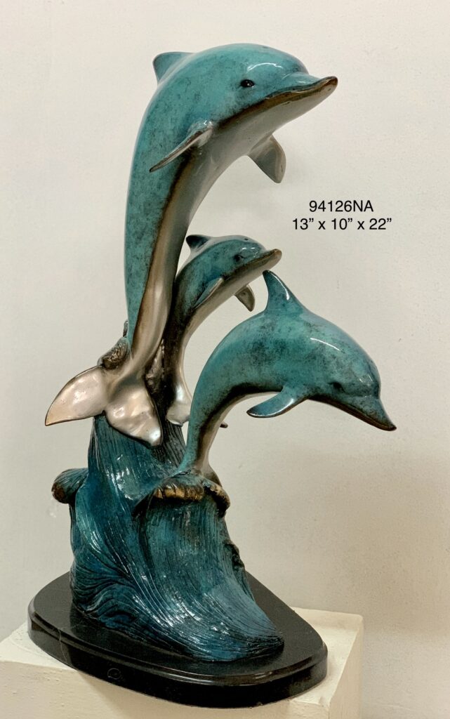 3 Dolphins Jumping on Base Bronze Statues and Fountains