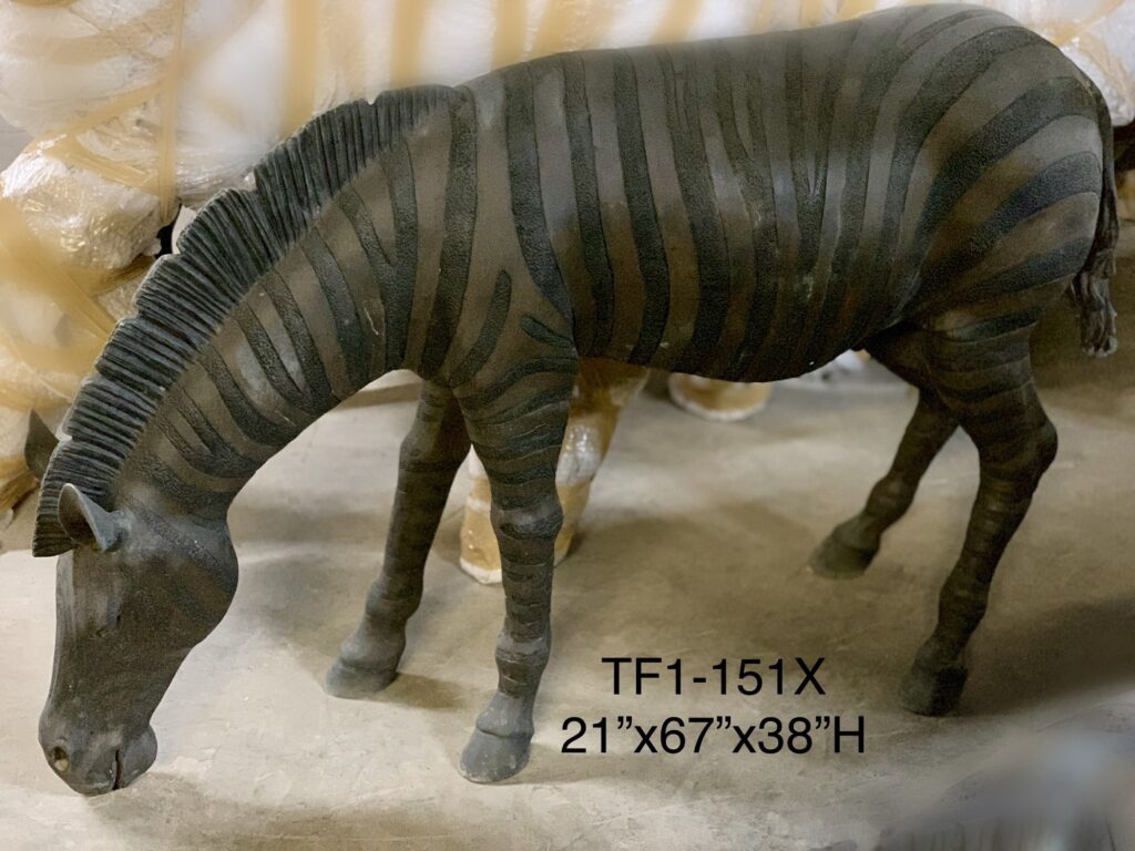Zebra, Head Down Bronze Statues and Fountains