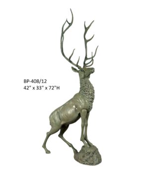 Standing Deer on Rock, Verdigris - 72"H