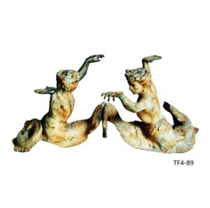 Tritons Mermen, Pair of Verdigris Base (Table or Bench) - 18"H