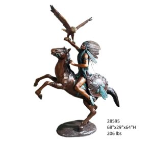 Native American on Horse with Eagle - 64"H