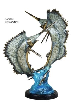 Swordfish Dueling, White Patina - 20"H