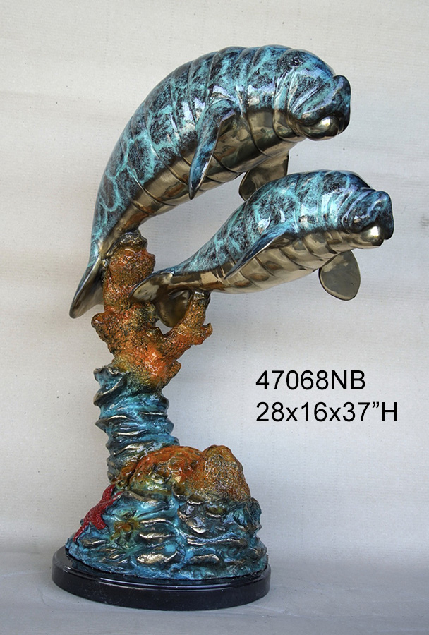 2 Manatees with Coral