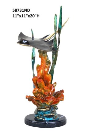 Stingray with Coral, Special Patina - 20"H