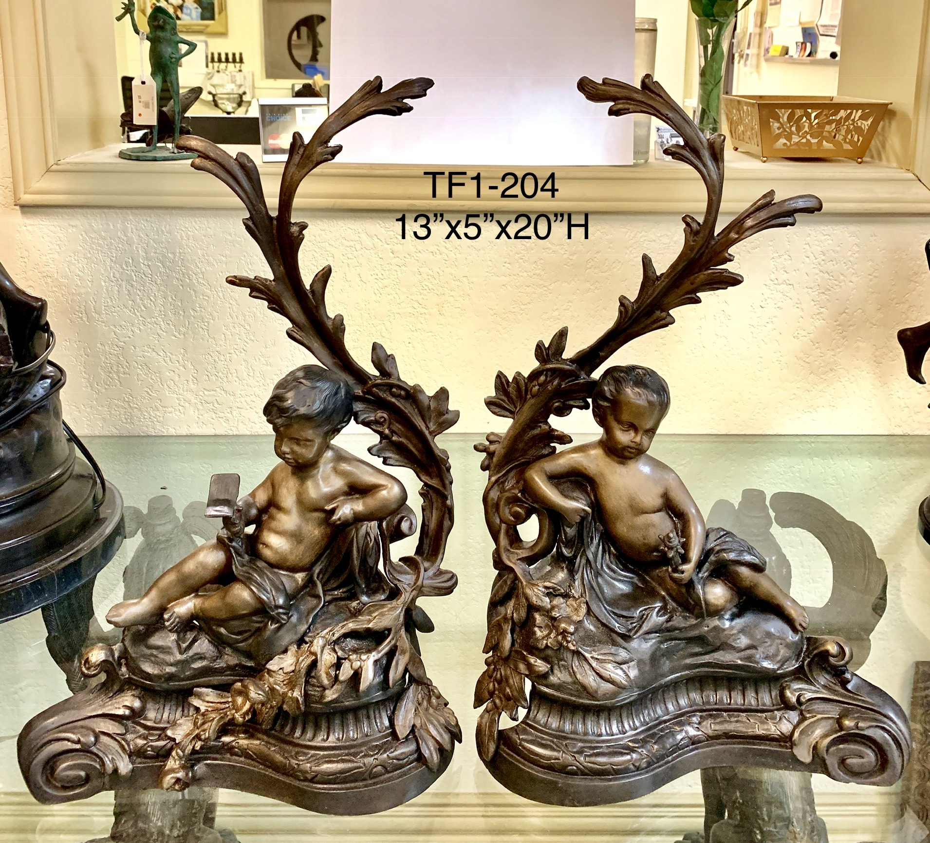 Pair of Cherub Andirons