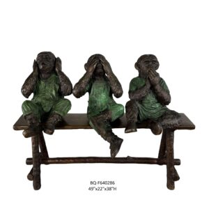 3 No Evil Monkeys on Bench