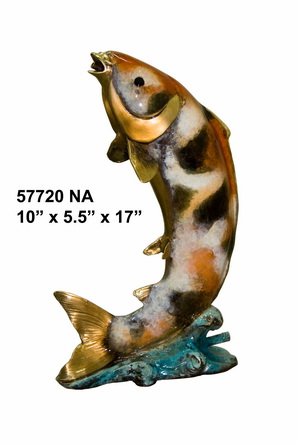Koi Fish Fountain, Special Patina - 17"H