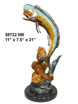 Dorado Fish with Coral, Special Patina - 21"H