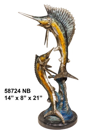 Two Swordfish, Special Patina - 21"H