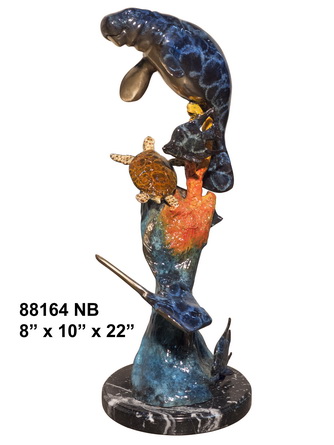 Manatee, Turtle, Stingray, Special Patina - 22"H