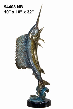 Swordfish on Wave, Special Patina - 32"H